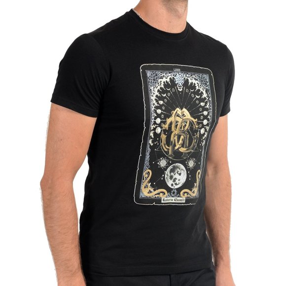 Roberto Cavalli Men's Black Graphic Print T-Shirt - Picture 2 of 7